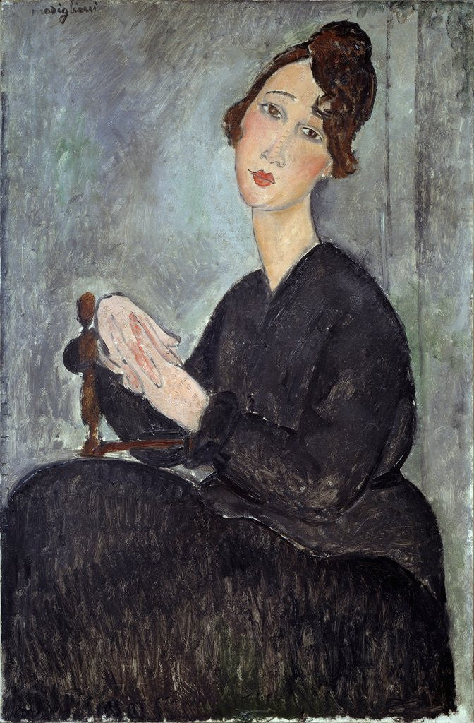 Detail of Portrait of Dedie (Odette Hayden) by Amedeo Modigliani