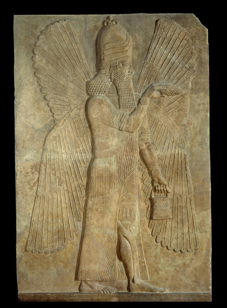 Detail of Mesopotamian relief of blessing winged genius by Anonymous