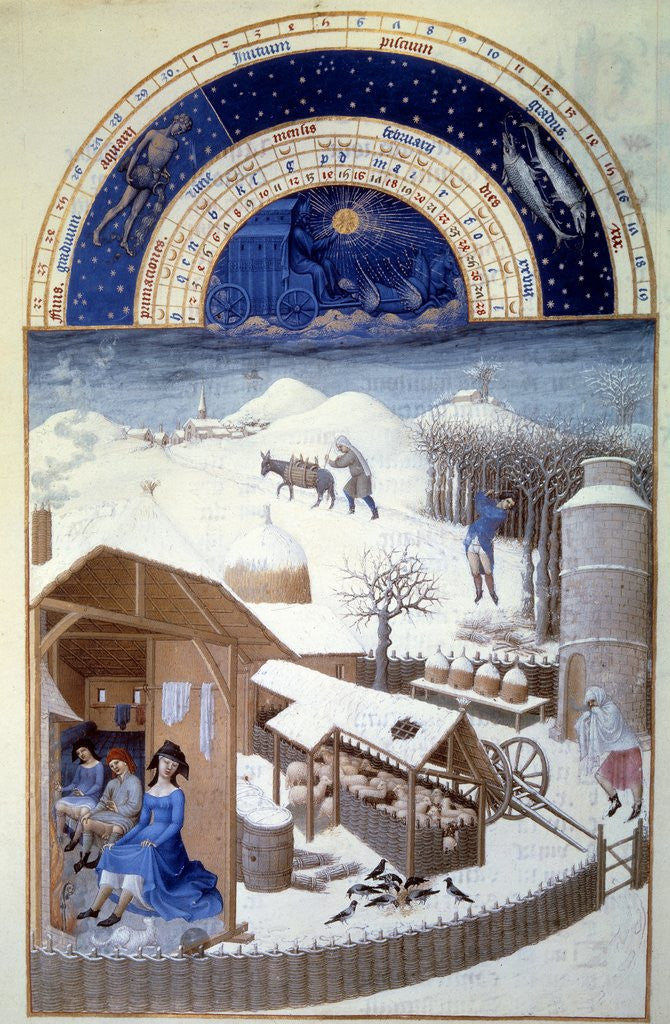 Detail of Tres Riches Heures du Duc de Berry: February by Anonymous