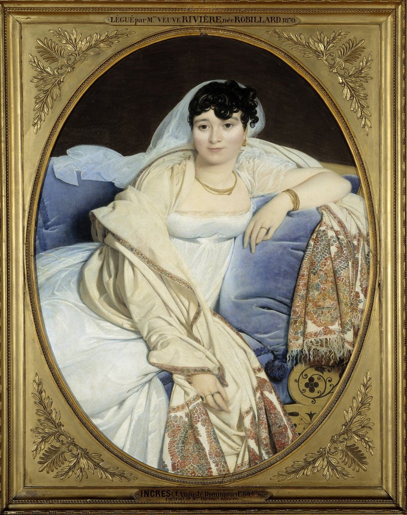 Detail of Madame Riviere by Jean-Auguste-Dominique Ingres