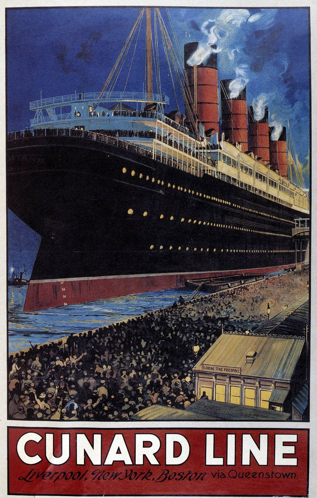 Detail of Poster for transatlantic crossings Cunard Line, 1908 by Anonymous