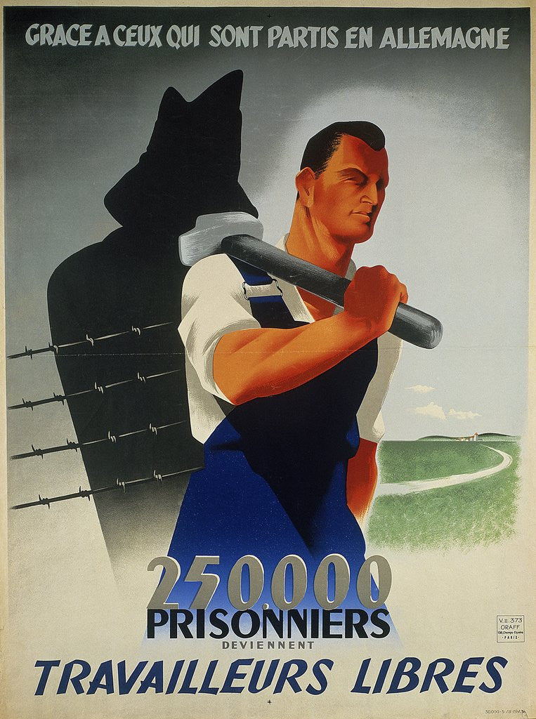 Detail of Propaganda poster of the Vichy France in favour of the STO, 1943 by Corbis