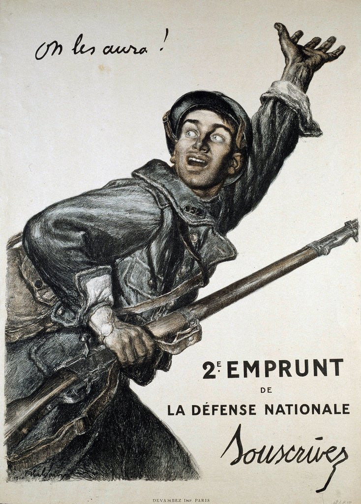Detail of On les Aura! War Bond Poster by Jules Abel Faivre