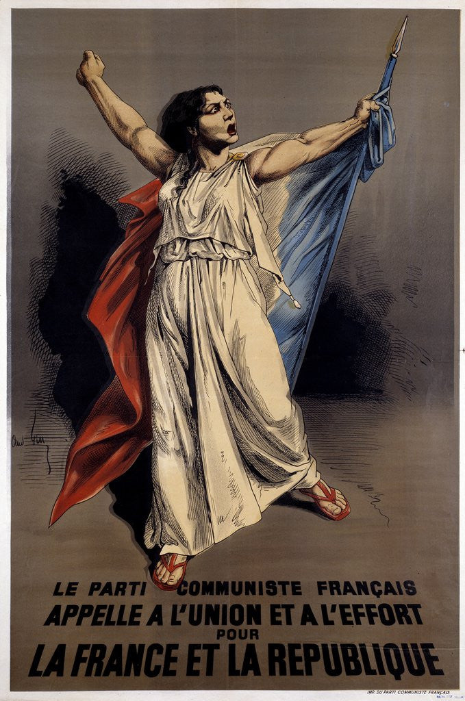 Detail of French Communist Party calls to the union and effort for France by Anonymous