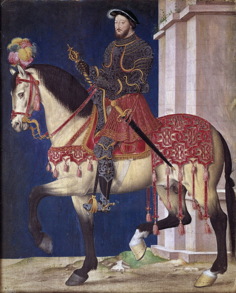 Detail of Equestrian portrait of Francis I of France, School of Jean Clouet by Anonymous
