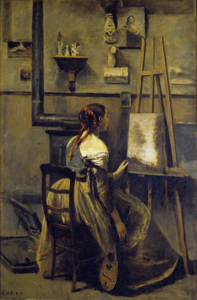Detail of Studio of Corot by Jean Baptiste Camille Corot