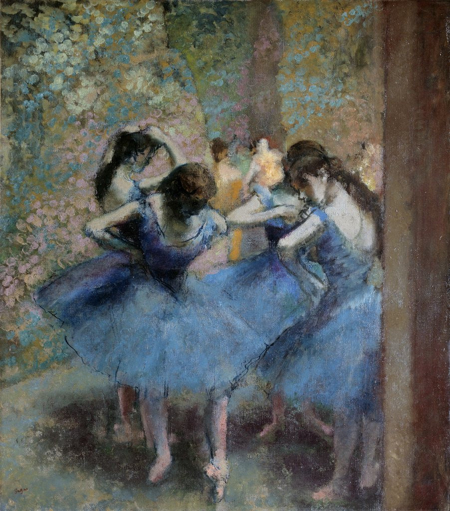 Detail of Dancers in Blue by Edgar Degas