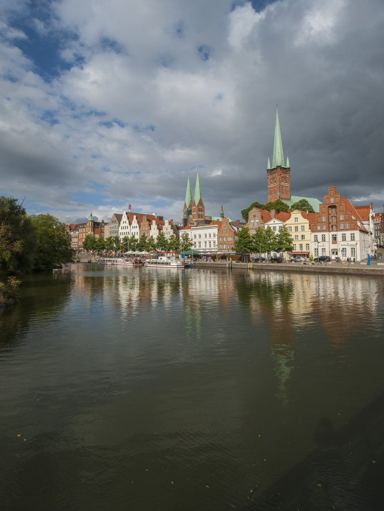 Detail of View of Petrikirche from Fussgangerbrucke on Trave canal by Anonymous