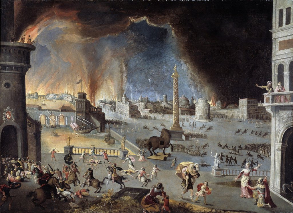Detail of The fall of Trojan - Scene of the Trojan War by Jean Maublanc