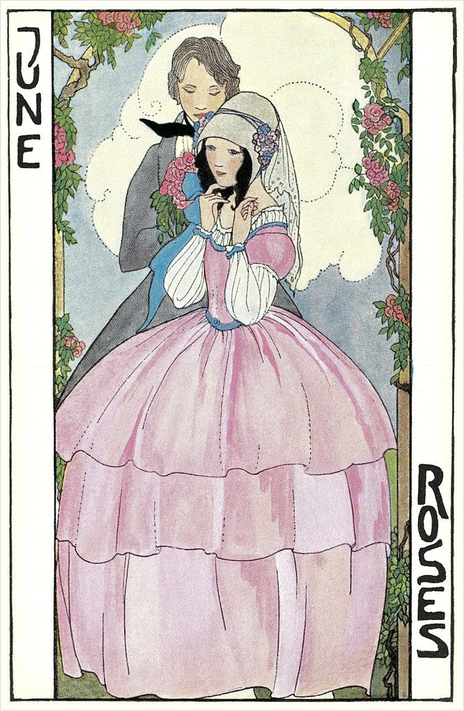 Detail of June Roses, Couple in Arbor by Anonymous