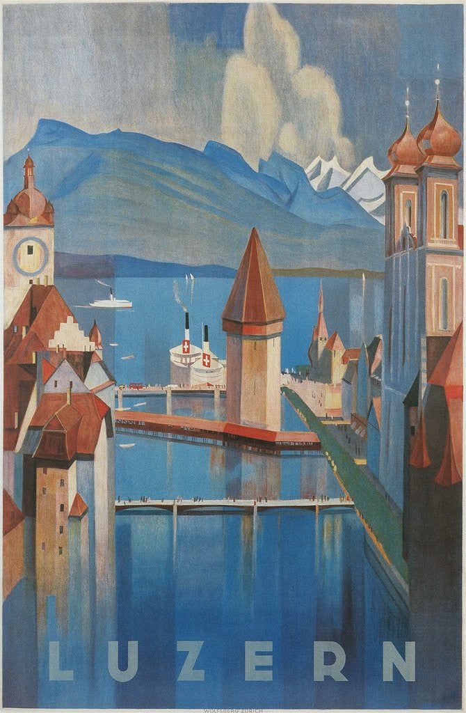 Detail of Travel Poster for Lucerne, Switzerland by Corbis