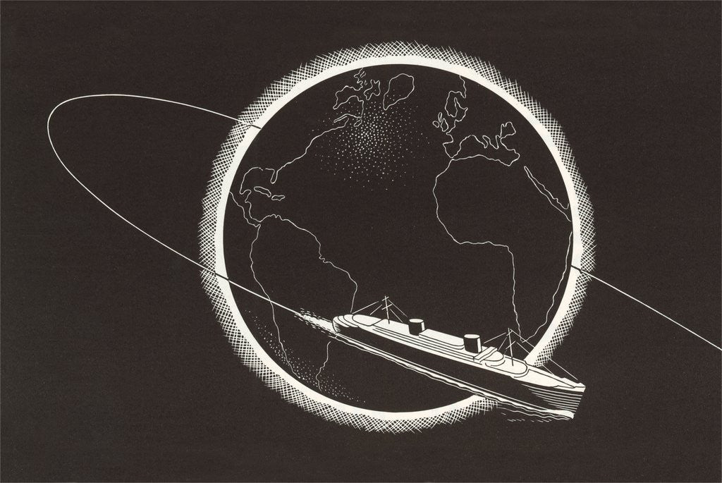 Detail of Steamship Circling the Globe by Anonymous