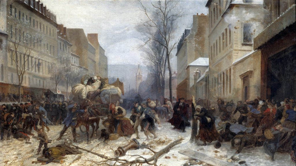 Detail of Bombing scene in Paris by the Prussian armies on January 1871 by Henri Felix Philippoteaux