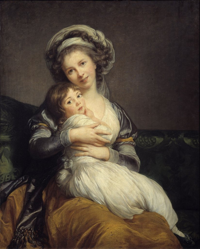 Detail of Self-Portrait in a Turban with Her Child by Elisabeth Louise Vigee-LeBrun