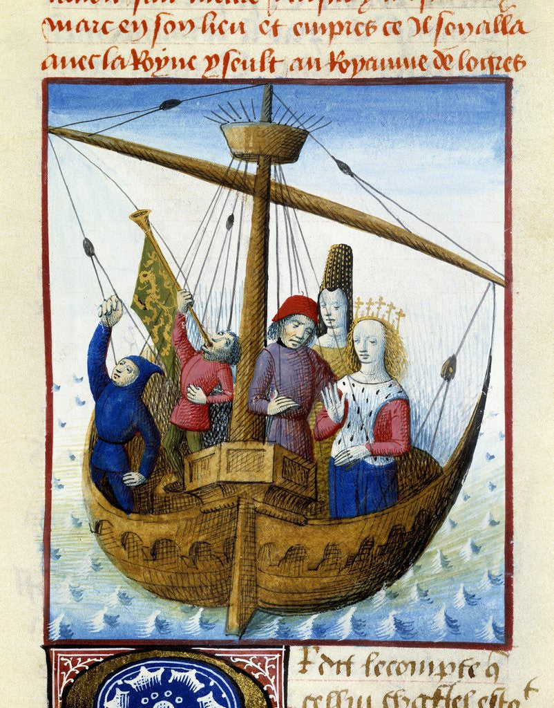 Detail of The queen Iseult releases Tristan and they board towards the kingdom of Logres by Anonymous