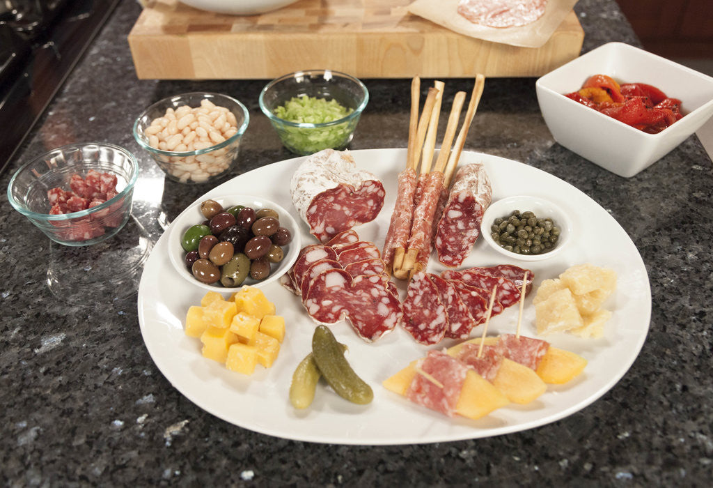 Detail of Salumi tasting plate with paired foods by Anonymous