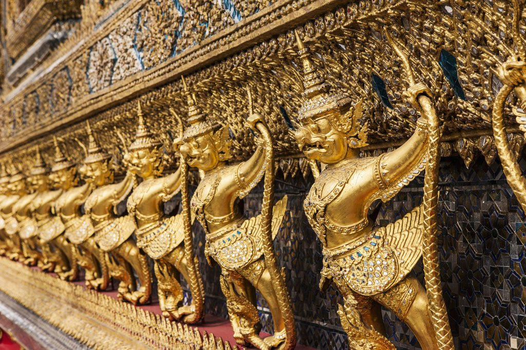 Detail of Grand Palace Complex, Wat Phra Kaew Temple (Temple of the Emerald Buddha), decorations with Garuda and Nagas statues by Anonymous