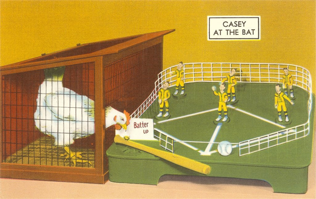 Detail of Baseball Playing Chicken by Corbis