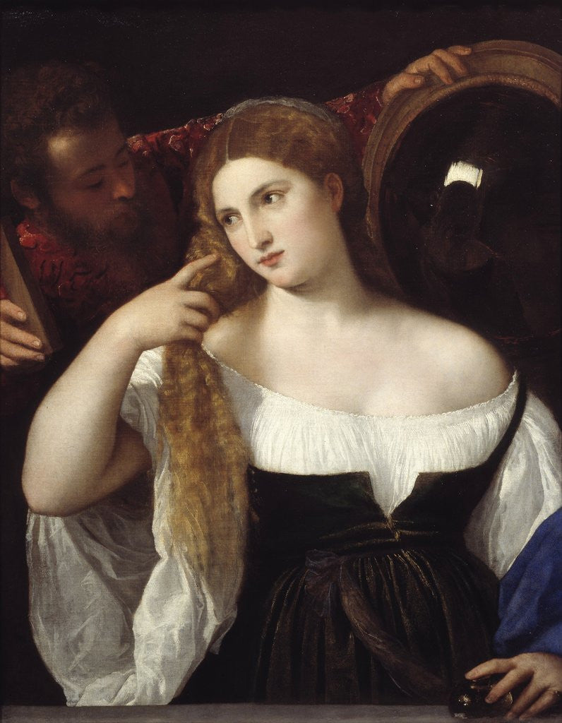 Detail of Portrait of a woman at a her toilet by Tiziano Vecellio
