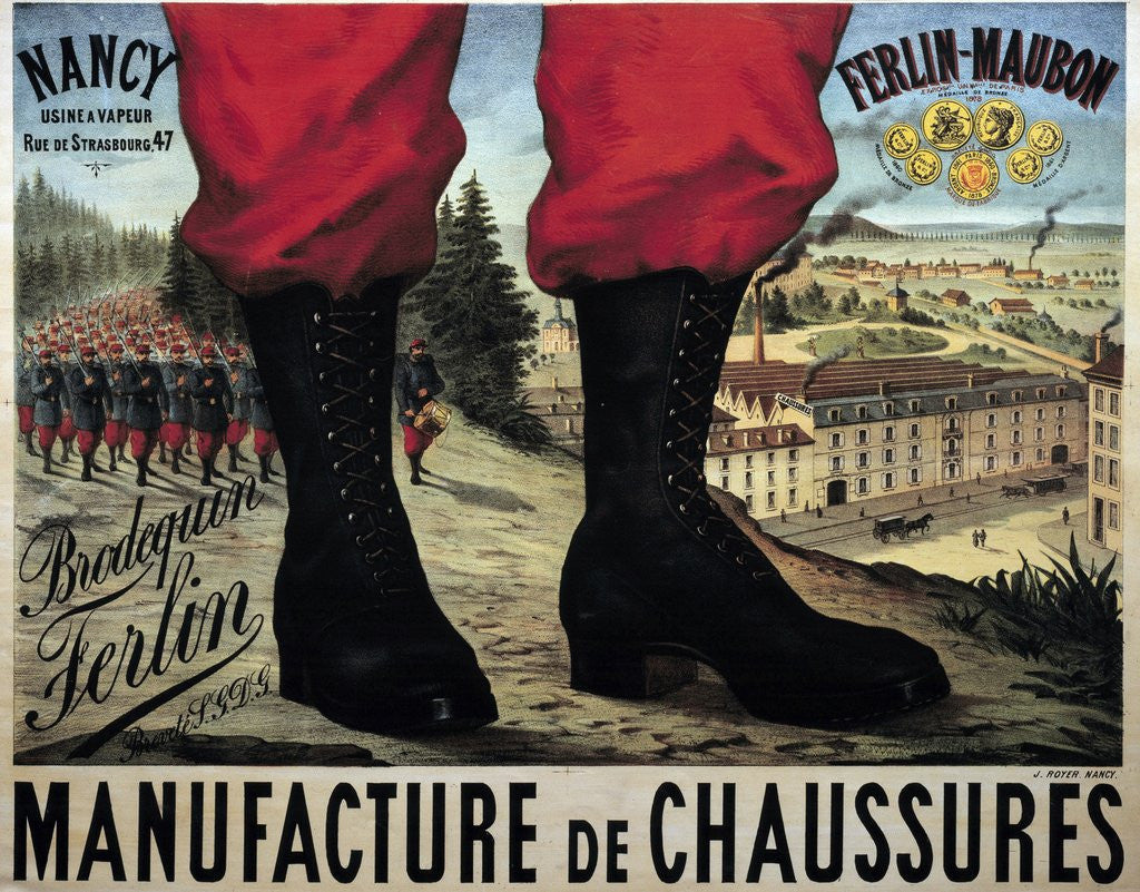 Detail of Poster for the manufacture of military shoes boots Ferlin-Maubon by Anonymous