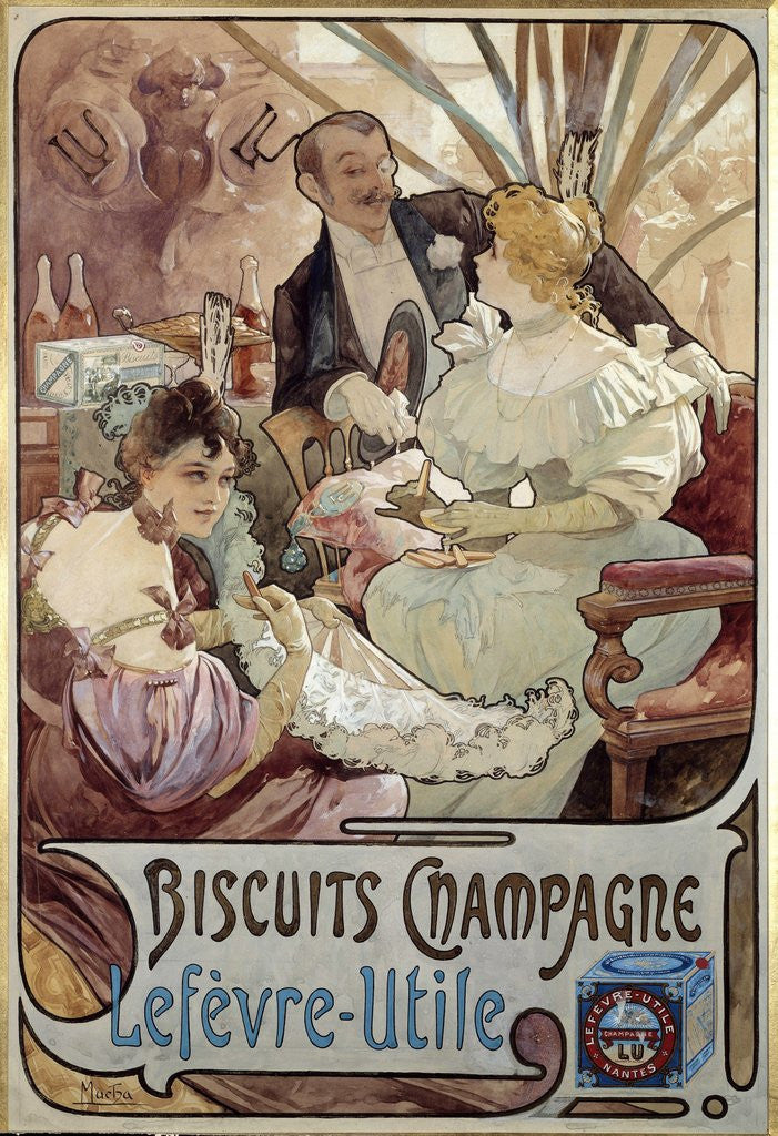 Detail of Advertising poster for Biscuits Champagne by Alphonse Mucha