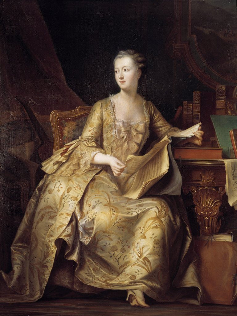 Detail of Portrait of Madame de Pompadour by Charles Auguste Steuben