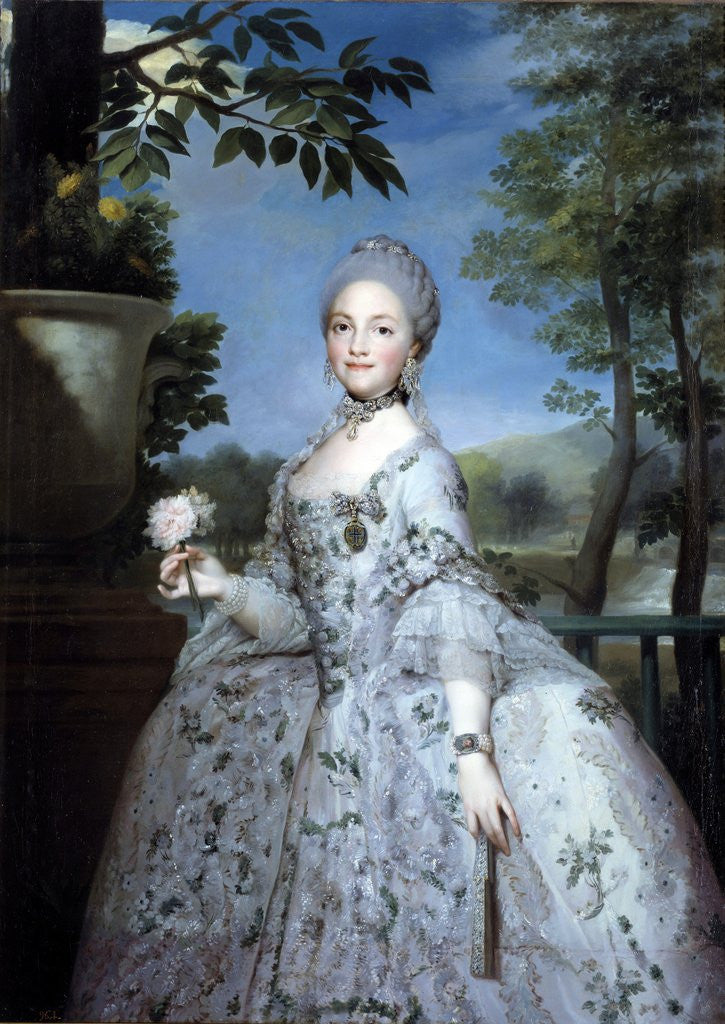 Detail of Portrait of Marie Louise of Parma, Princess of Asturias by Anton Raphael Mengs