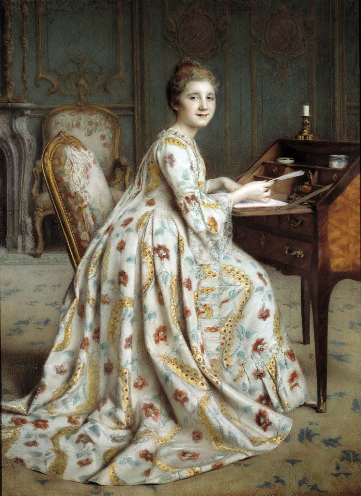 Detail of Portrait of the Marquise Dubois Mouchet by Alexis Axilette