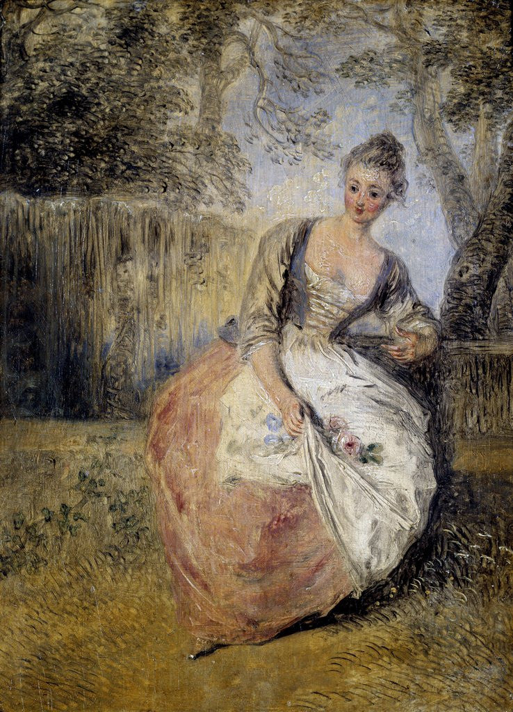 Detail of The Anxious Lover by Jean Antoine Watteau