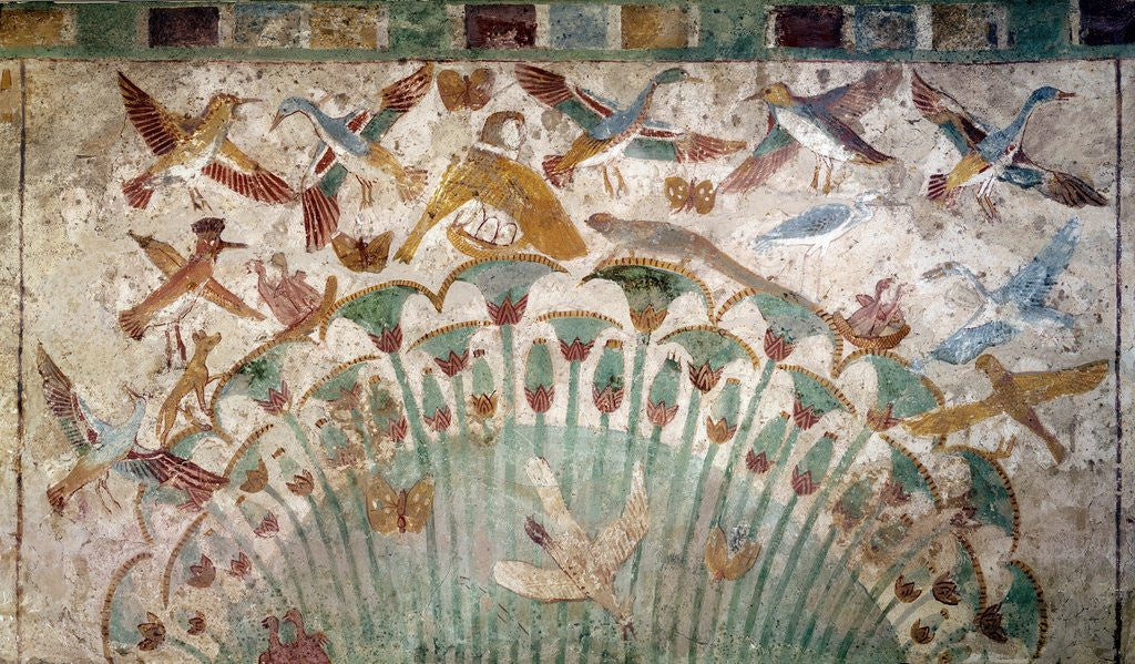 Detail of Ancient Egyptian wall painting depicting scene in the Nile marshes by Anonymous