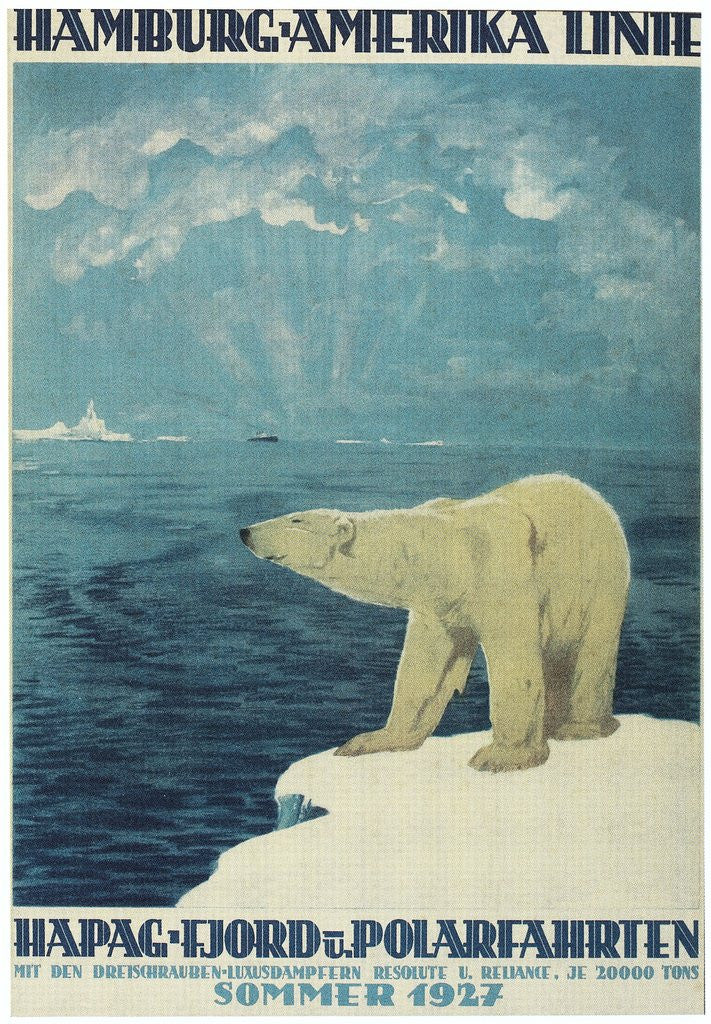 Detail of Polar Bear, Fjord Cruise Travel Poster by Anonymous