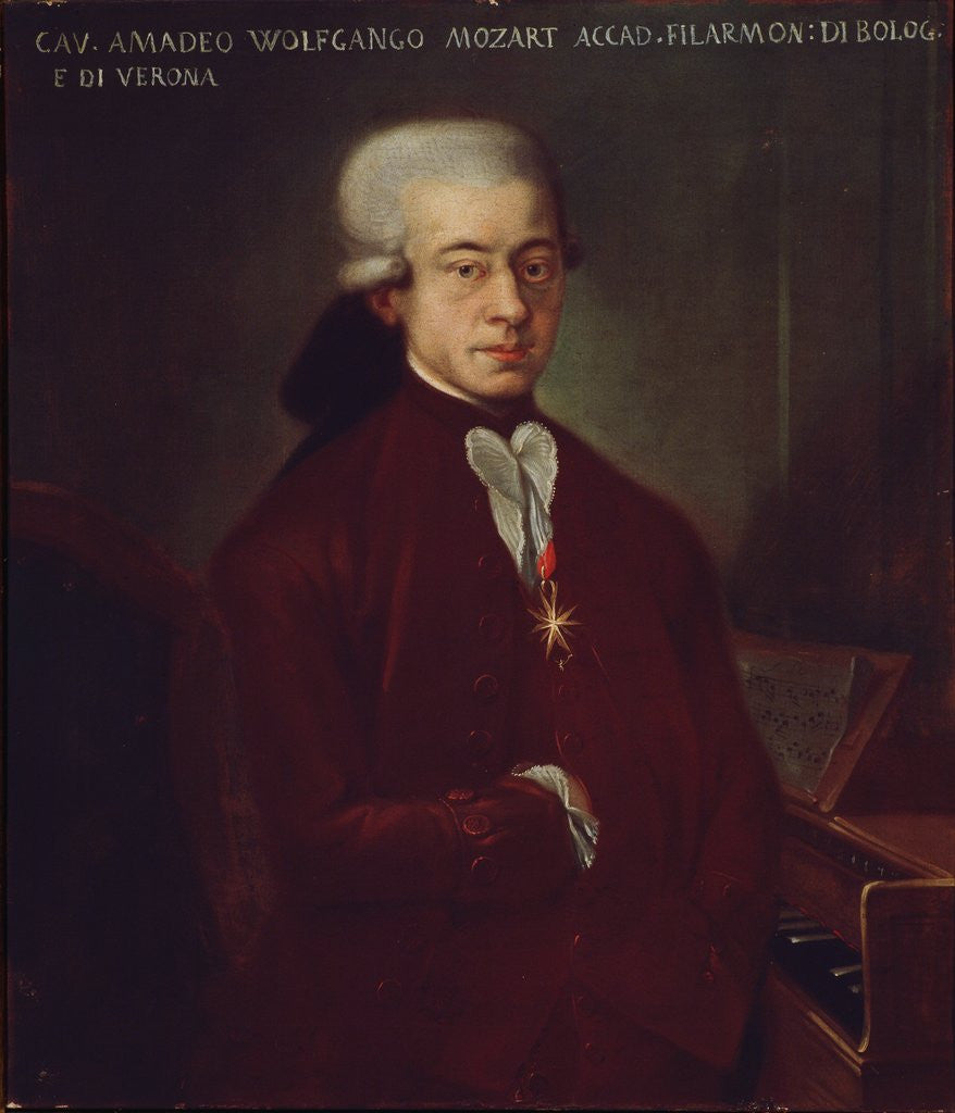 Detail of Portrait of Austrian composer Wolfgang Amadeus Mozart by Anonymous
