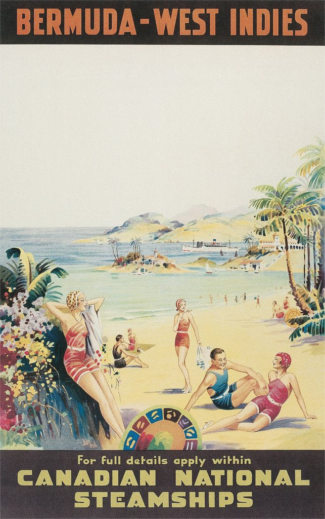 Detail of Travel Poster for Bermuda, West Indies by Anonymous