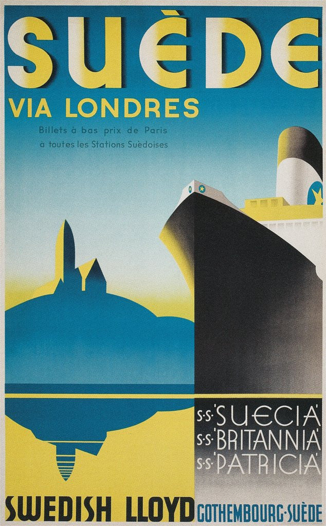 Detail of Travel Poster for Swedish Cruise Ships by Anonymous