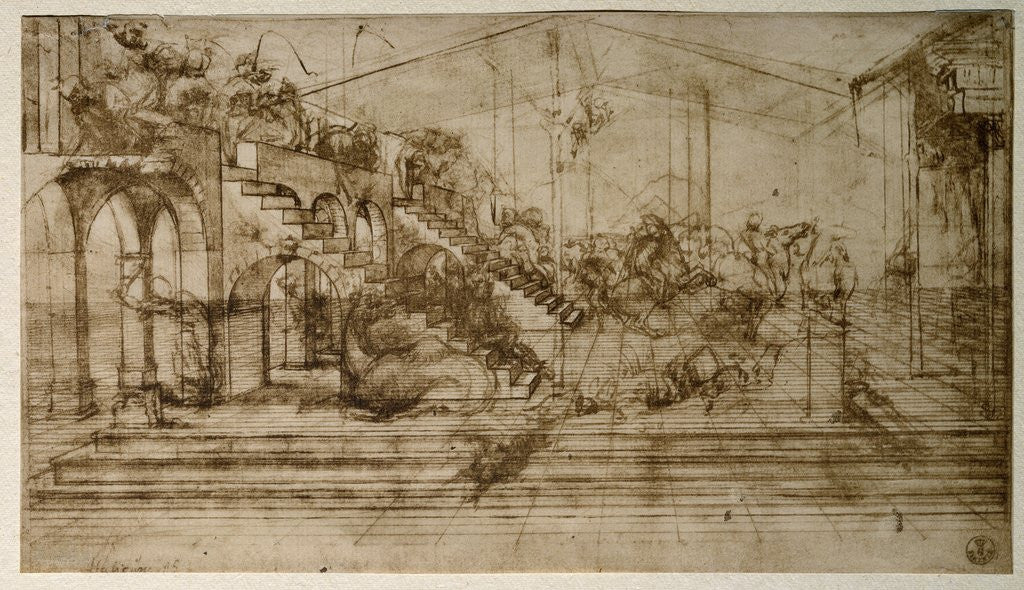 Detail of Study for Perspective with Animals and Figures by Leonardo da Vinci
