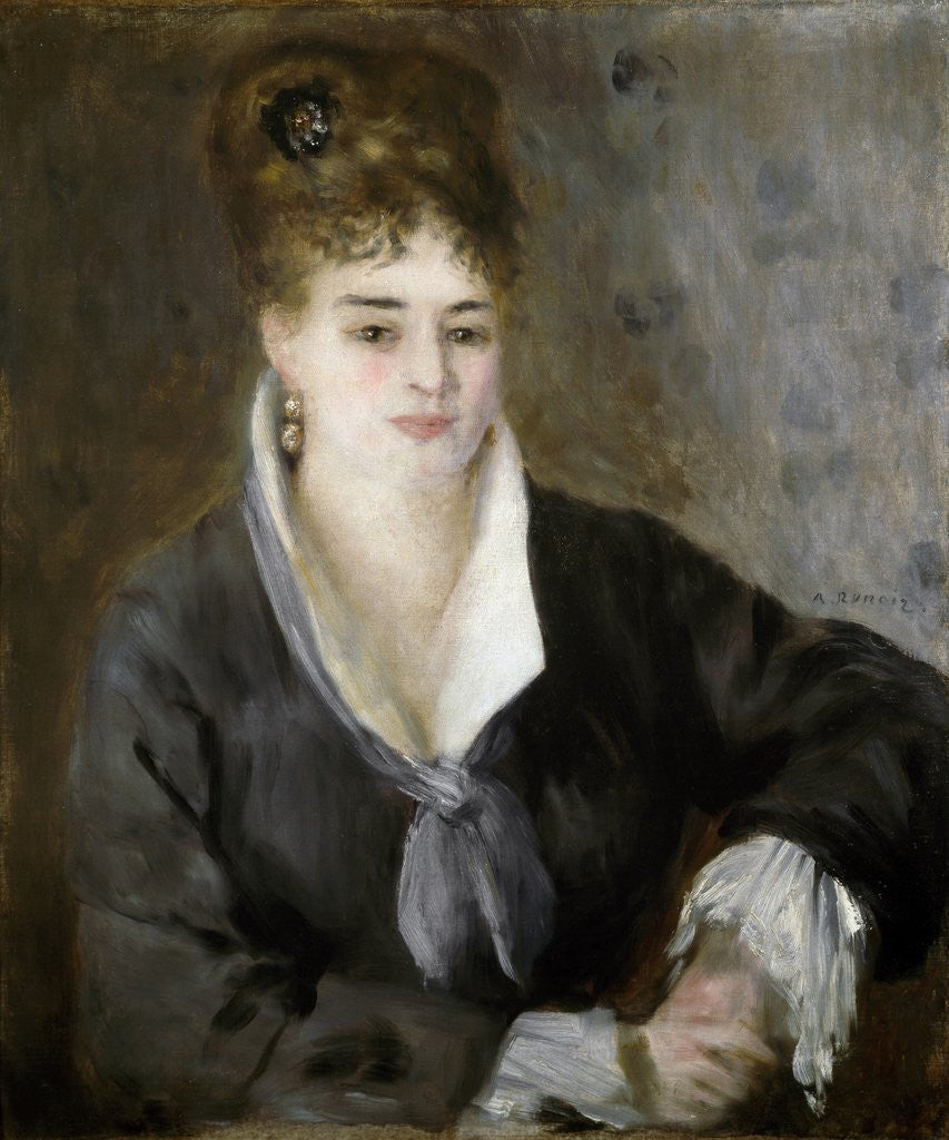 Detail of Lady in Black by Pierre Auguste Renoir