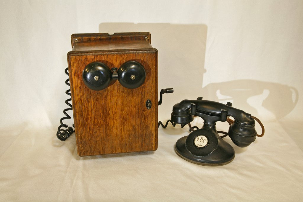 Detail of early telephone by Anonymous