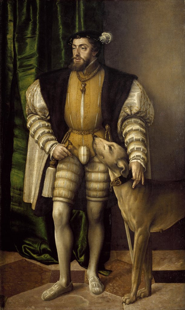 Detail of Portrait of Emperor Charles V with His Dog by Jakob Seisenegger