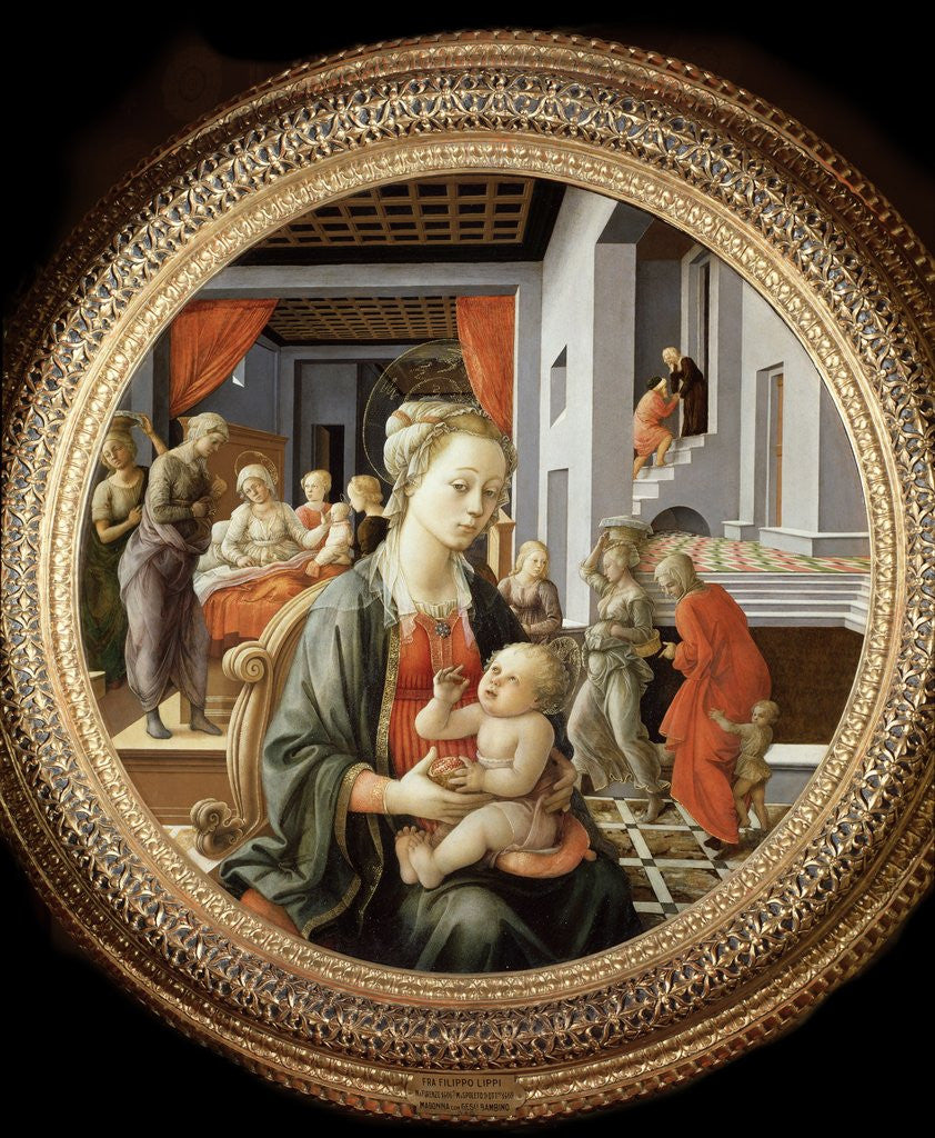 Detail of Madonna and Child with Scenes from the Life of the Virgin by Filippo Lippi