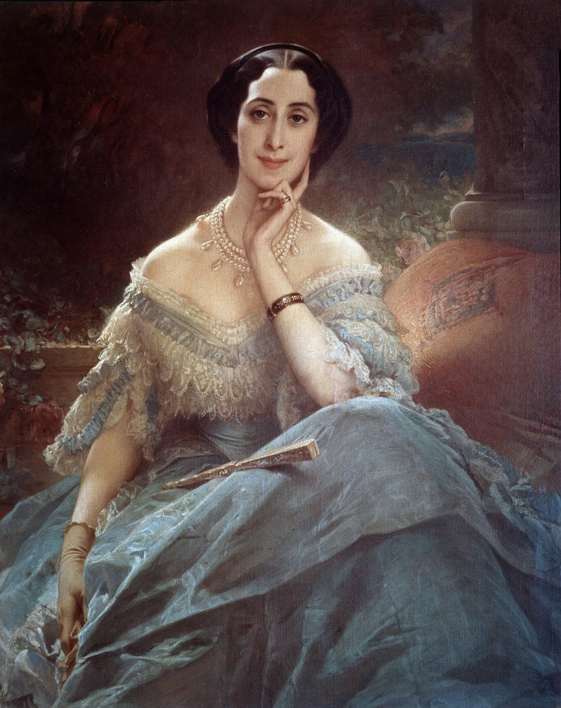 Detail of Portrait of the Countess Hallez Claparede by Edouard Louis Dubufe