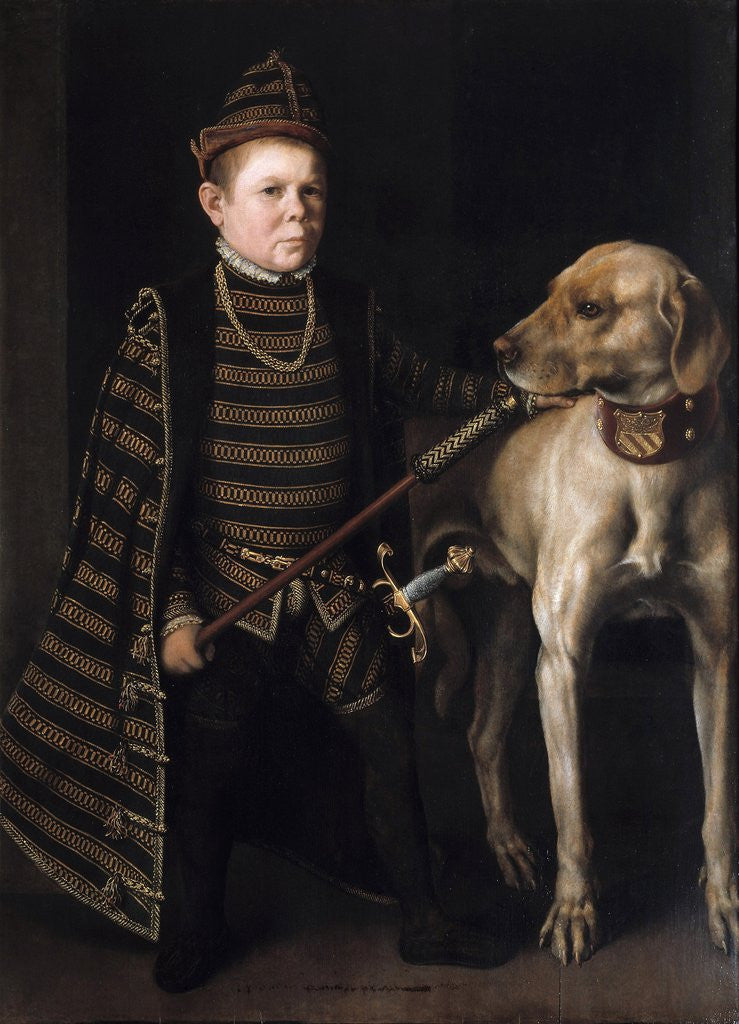 Detail of Potrait of the dwarf of the Cardinal de Granvelle by Antonio Moro