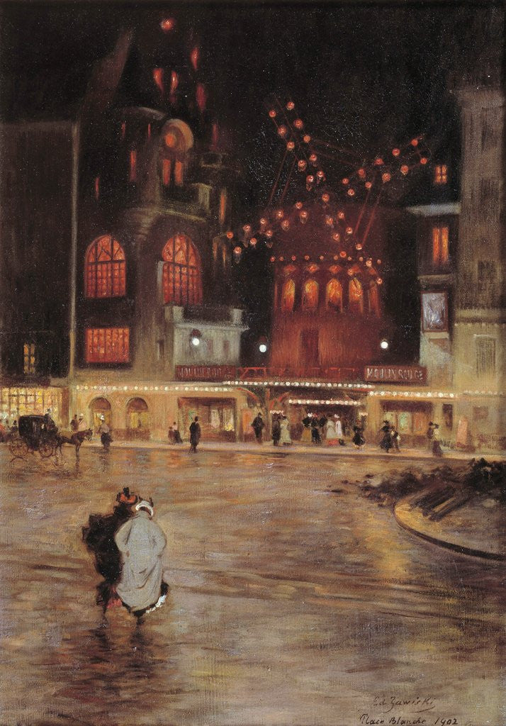 Detail of The Place Blanche, the Moulin Rouge, Effects at the Evening by Edouard Zawiski