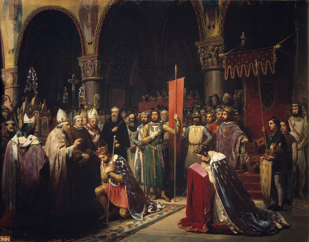 Detail of Louis VII takes the banner in the Basilica of Saint -Denis, 1147 by Jean Baptiste Mauzaisse