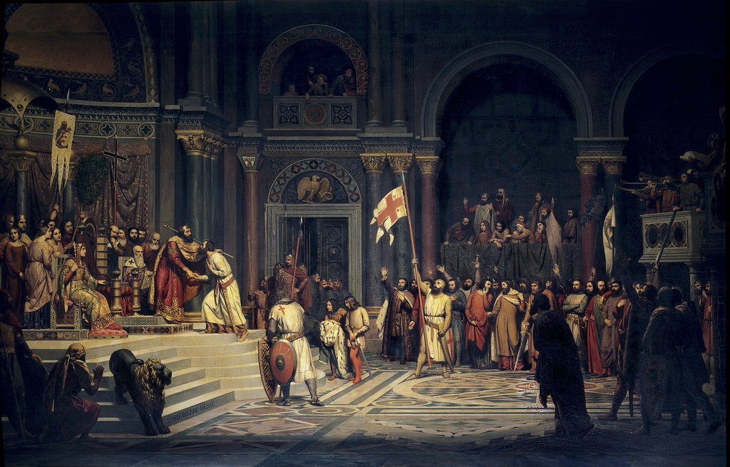 Detail of Godfroy of Bouillon making a act of allegiance to the Byzantine by Alexandre Hesse
