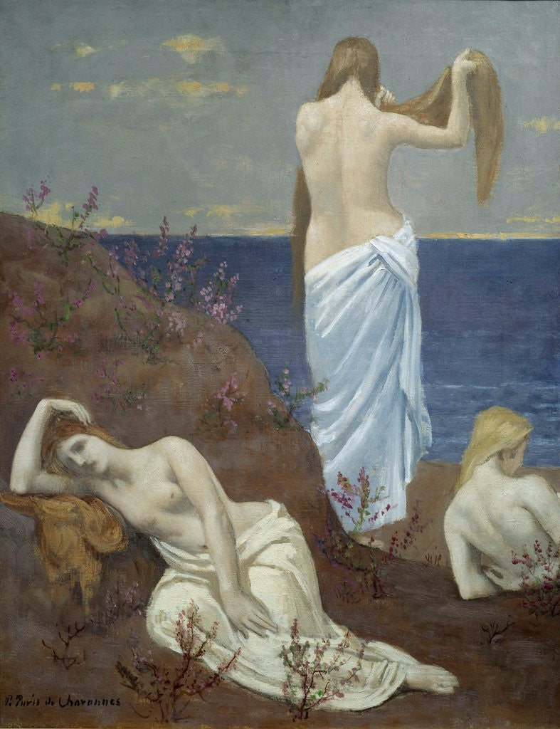 Detail of Young Girls at the Seaside, by Pierre Puvis de Chavannes