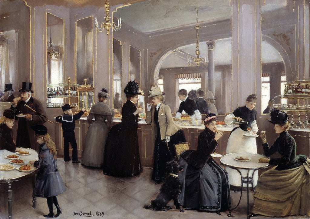 Detail of The Pastry Gloppe Avenue des Champs Elysees, by Jean Beraud