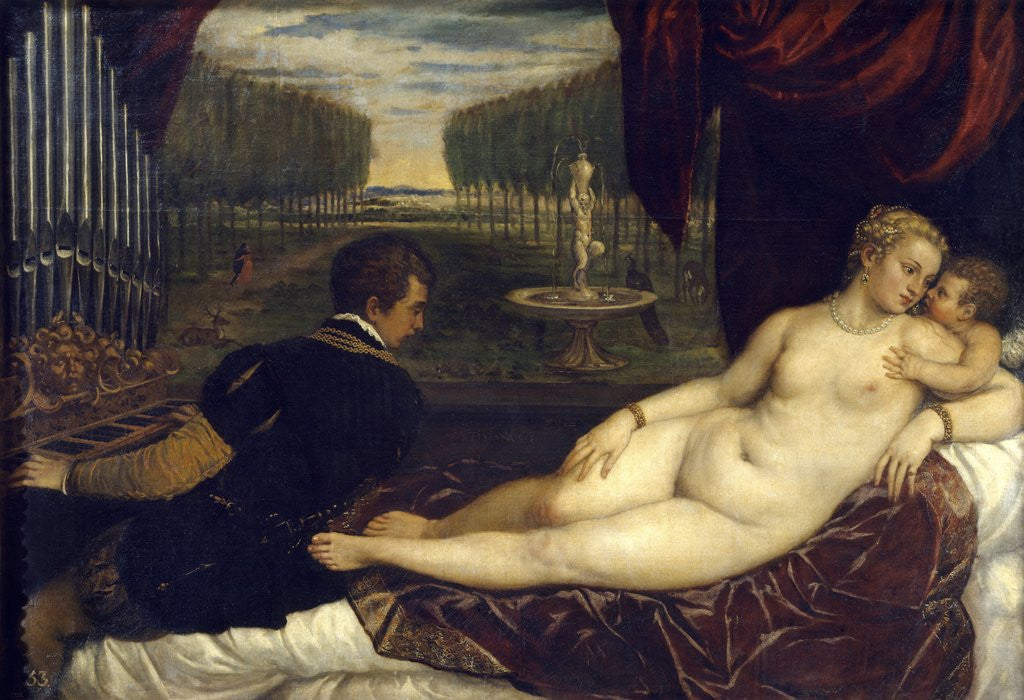 Detail of Venus, Love and Music by Titian