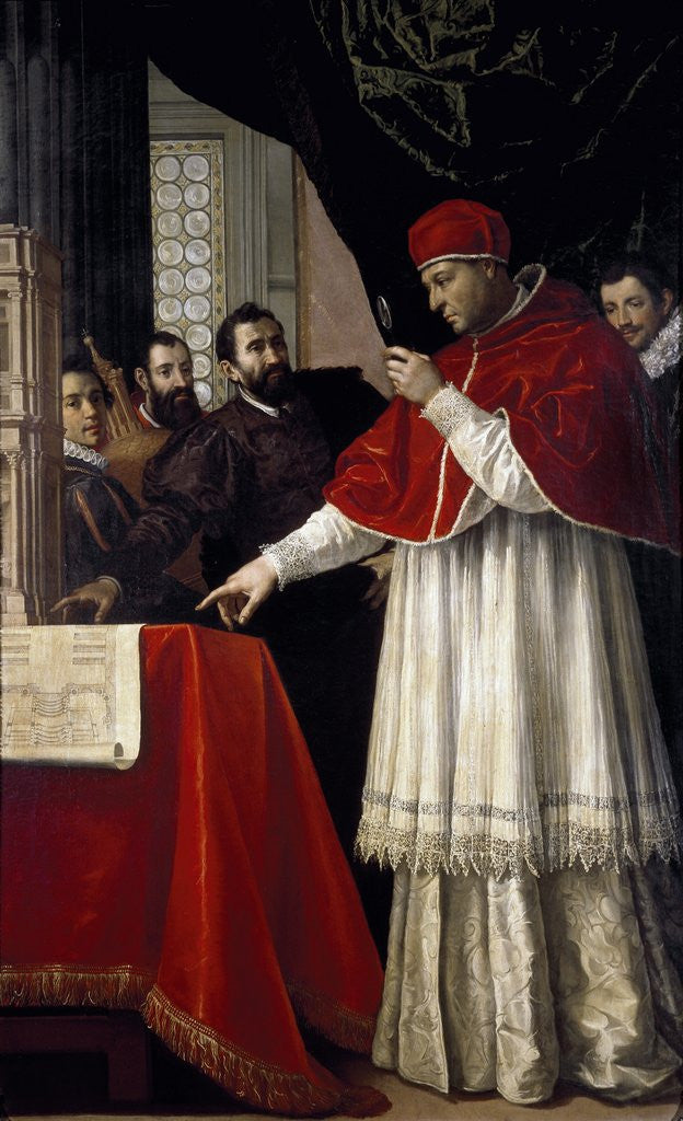 Detail of Michelangelo presents his model of San Lorenzo to Leo X by Jacopo da Empoli