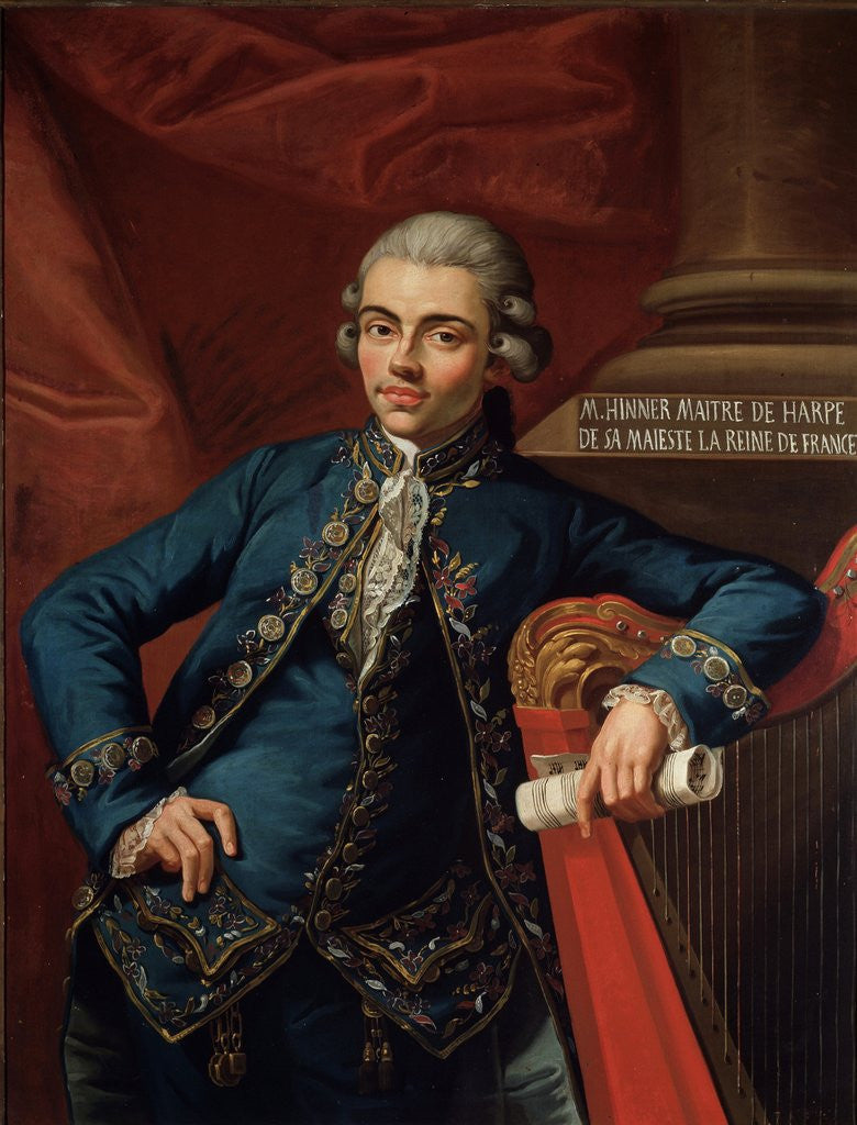 Detail of Portrait of german composer and harpist Philip Joseph Hinner by Angelo Crescimbeni