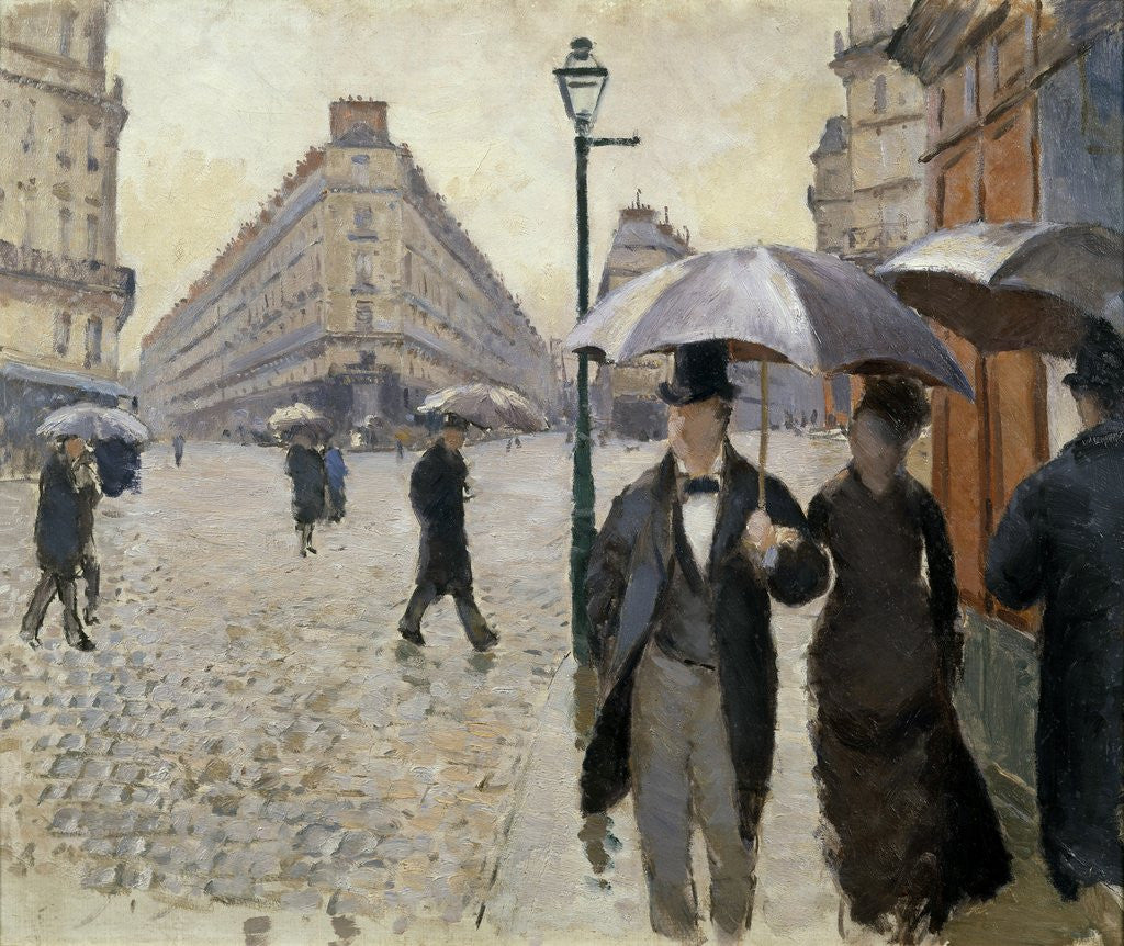 Detail of A Street of Paris in Rainy Weather (Paris, Rainy Day) by Gustave Caillebotte